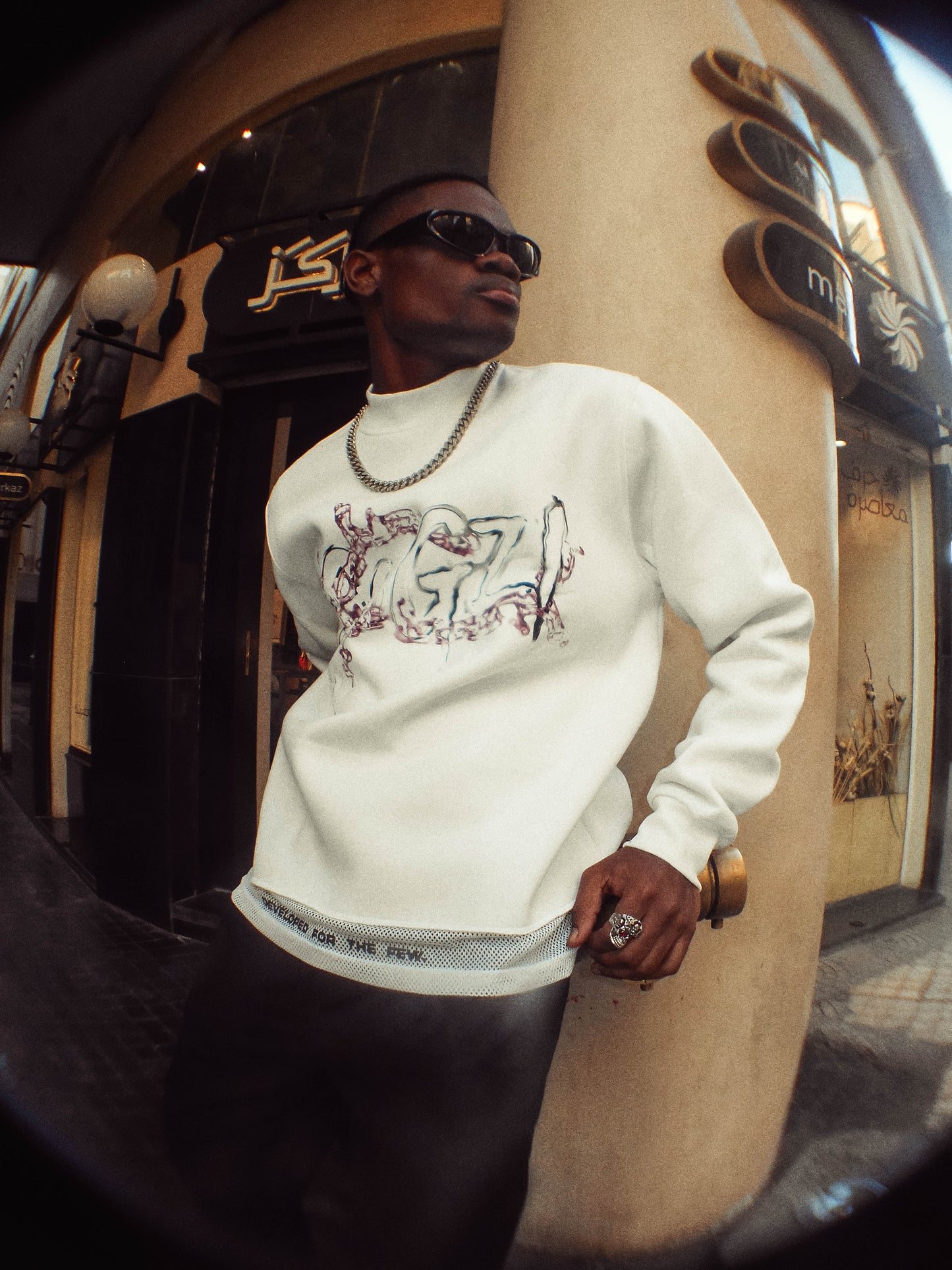 NETTED CREWNECK (WHITE)